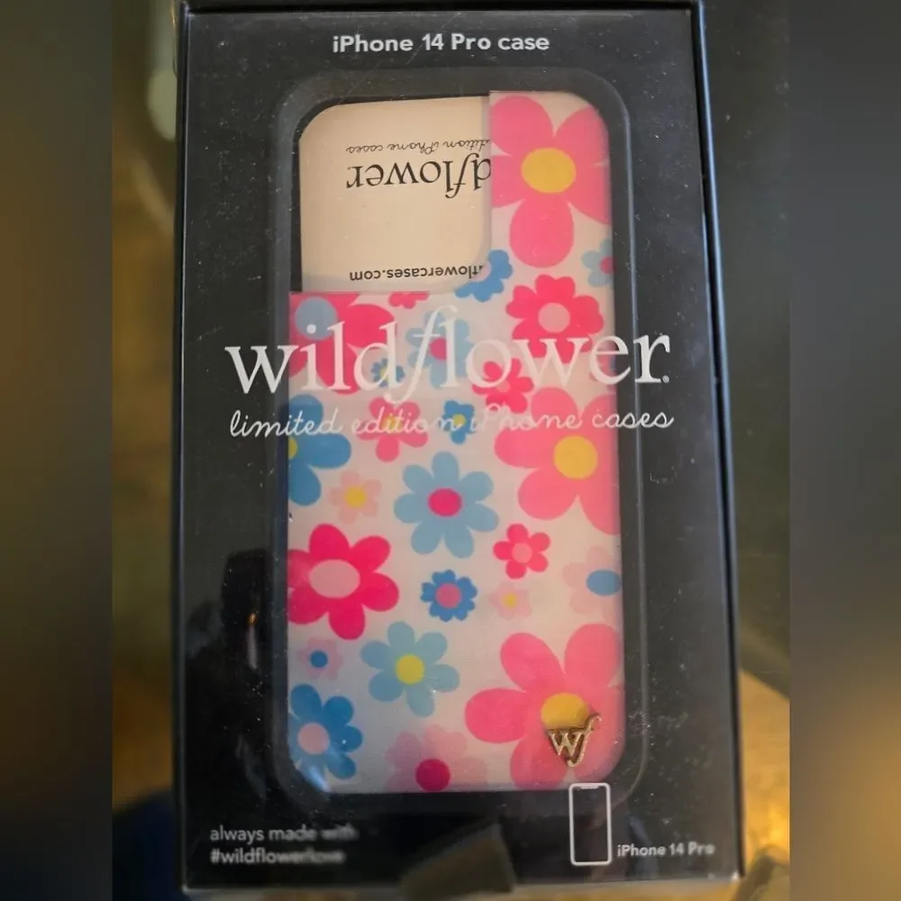 Wildflowers Pink and Blue iPhone 14 Pro Case